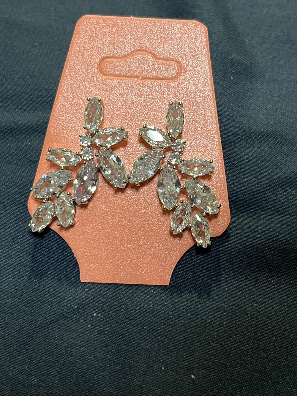Crystal Leaf Cluster Earrings - Clear Sparkle